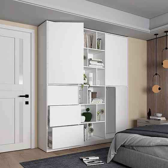 Шкаф для одежды с выдвижными ящиками Doros Морган 180х38,5х210 см Белый (DRS-011220) Днепр