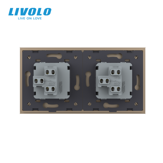 LIVOLO Двоклавішний вимикач (1-1) Livolo золотий скло (VL-C7K1K1-13) Коломия
