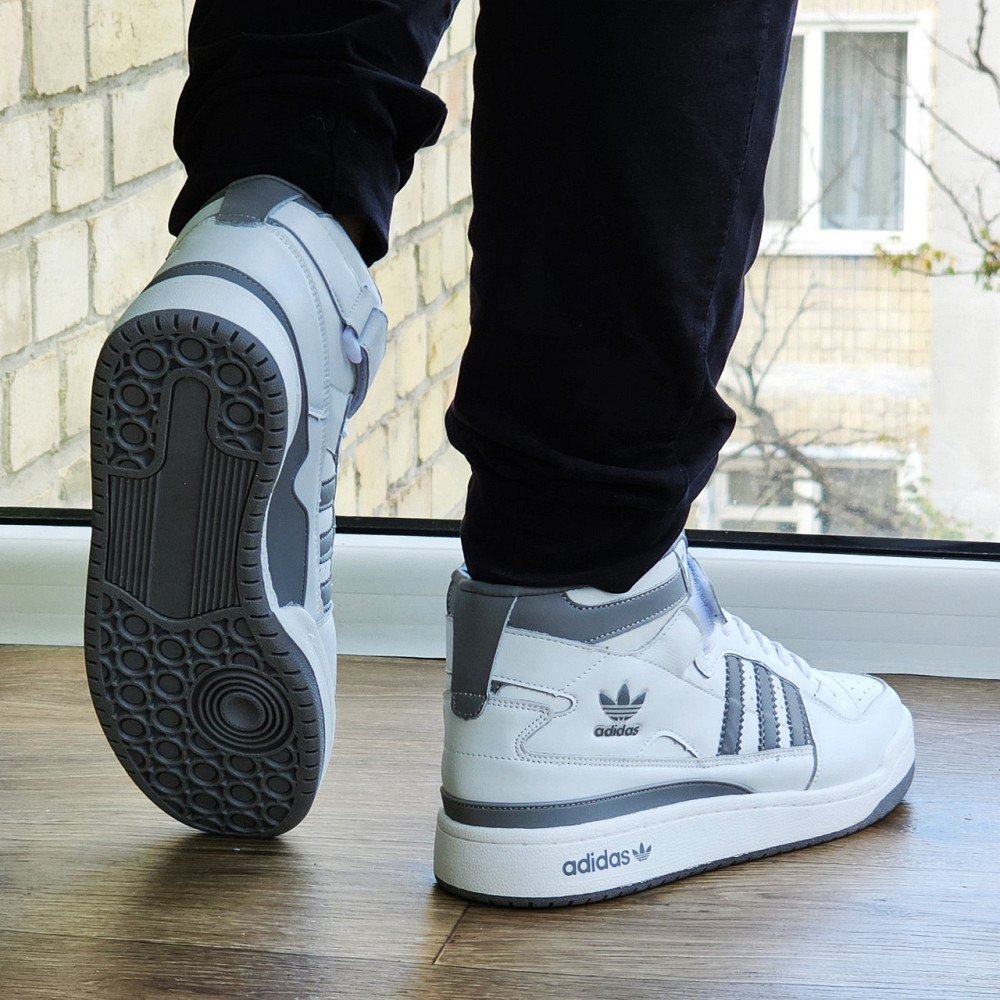 Високі Білі Кросівки Adidas Forum Шкіряні Чоловічі Черевики Адідас Форум (розміри: 41,42,43,45,46) Дніпро - фото 4