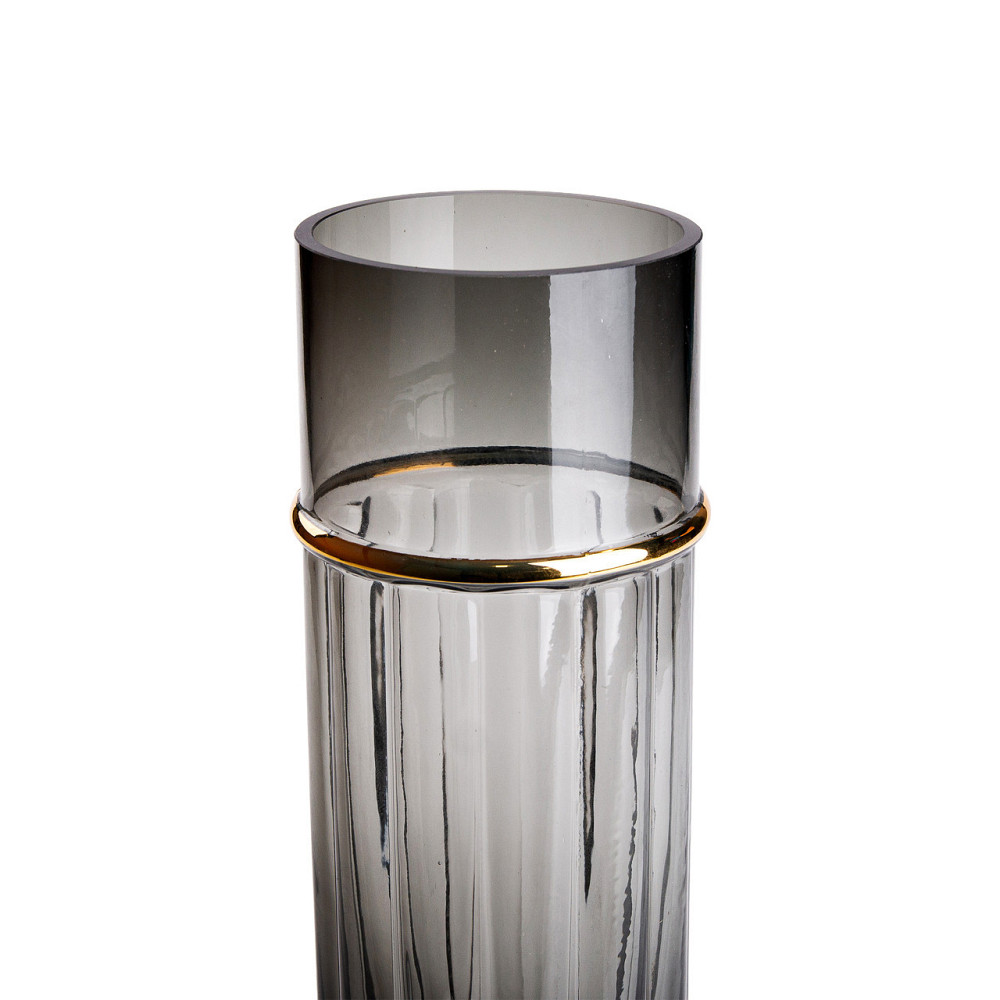 Серая стеклянная ваза для цветов, 30 см Киев - изображение 2