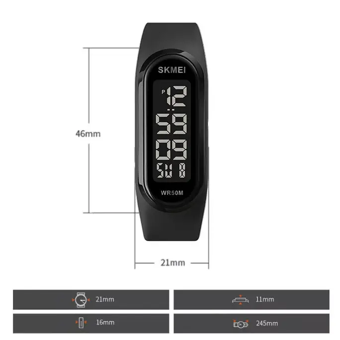 Наручний годинник браслет Skmei 1666 (Чорний з чорним циферблатом) Київ - фото 4