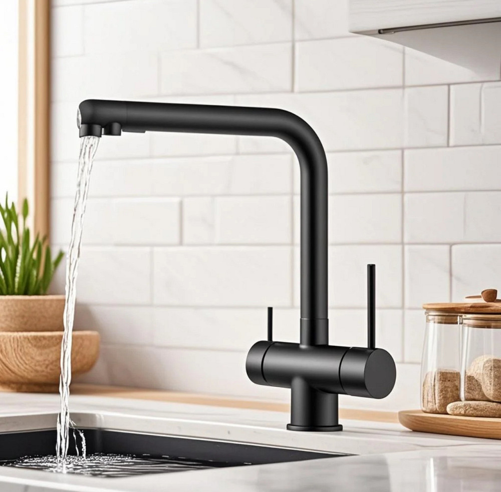 Змішувач для кухні з виходом для питної води Koer KB-72001-05 латунний чорний матовий (KR3392) Чернівці - фото 3