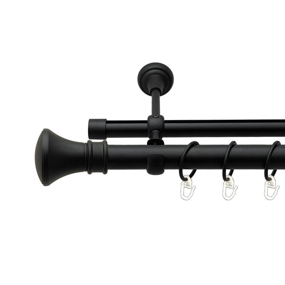 Карниз Orvit Люксор металевий дворядний опозитний гладка \ профільна труба кільце металеве Чорний Оксамит 25\19 мм 160 см Львів - фото 1