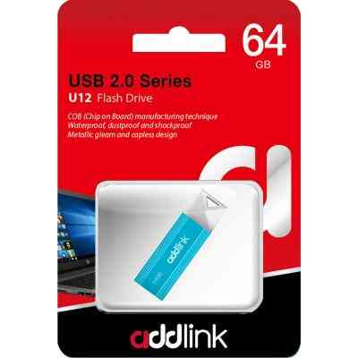 USB флеш накопичувач AddLink 64GB U12 Aqua USB 2.0 (ad64GBU12A2) Вінниця