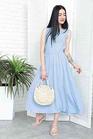Літня сукня з софту "Wendy" оптом | Батал | Розпродаж моделі Блакитний, 50-52 Київ