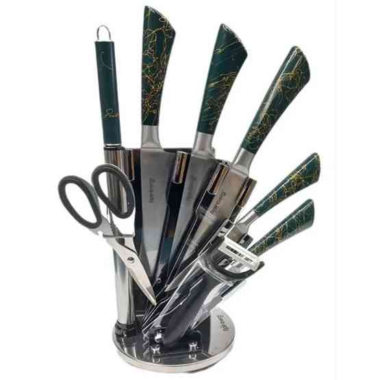 Набор кухонных ножей Rainberg RB-2499 8 предметов на вращающейся подставке Green RN-18 Львов