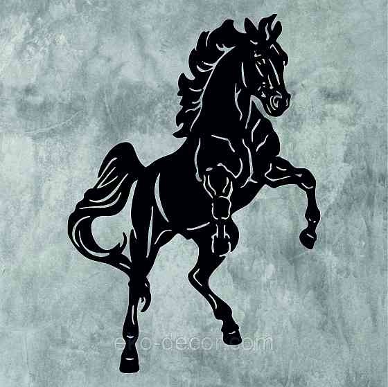 Декоративное настенное Панно «Лошадь», Декор на стену 110*77 см, Черный Киев