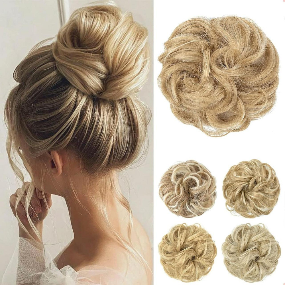 Гумка пучок JJstar Hair Bun Light Blonde Honey великий накладний шиньйон хвилястий штучні волосся для об'єму Київ - фото 1
