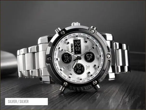 Классические наручные часы Skmei 1389 серебристые с черным Серебристый с белым Винница - изображение 4