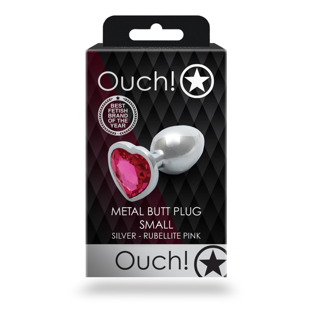 Анальная пробка – Ouch! Metal Butt Plug Small Silver/Rubellite Pink Sex Aura Киев - изображение 7