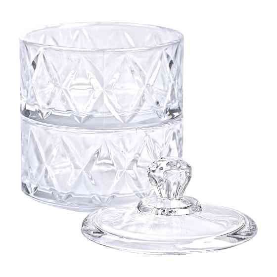 Цукерниця скляна з кришкою Ø 10 см дворівнева HP-YH-79 Коломия