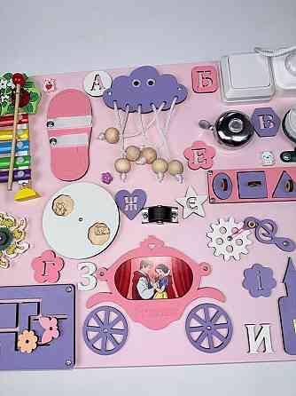 Бизиборд Развивающая доска для девочки 40х50 Развивающая доска девочке от 6 месяцев для развития мелкой моторики Тернополь