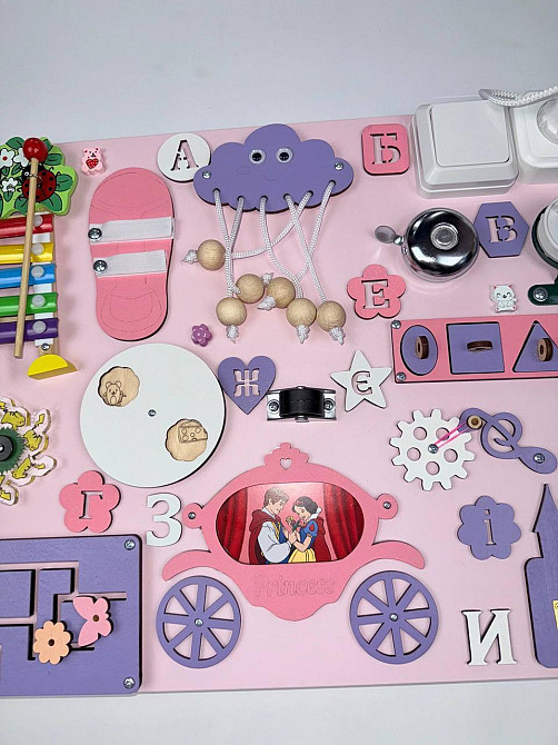 Бизиборд Развивающая доска для девочки 40х50 Развивающая доска девочке от 6 месяцев для развития мелкой моторики Тернополь - изображение 3