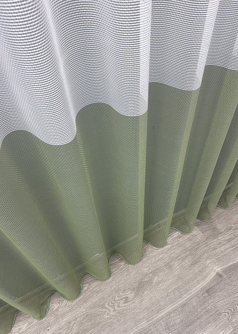 Тюль VR-Textil 1747т Сітка Льон Білий з оливковим 300х250 см (42-0856) Київ - фото 8