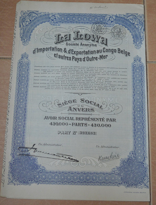 Акция.Бельгия. 1929 год №393,683 (2.7) Полтава - изображение 1