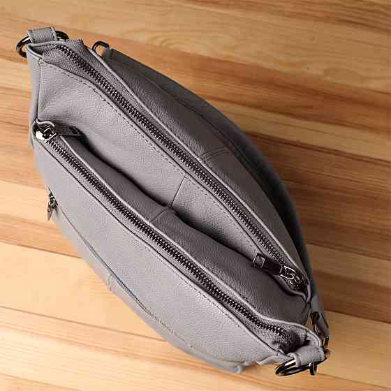 Жіноча сумка з двома ремінцями із натуральної шкіри Vintage 23054 Сірий Київ