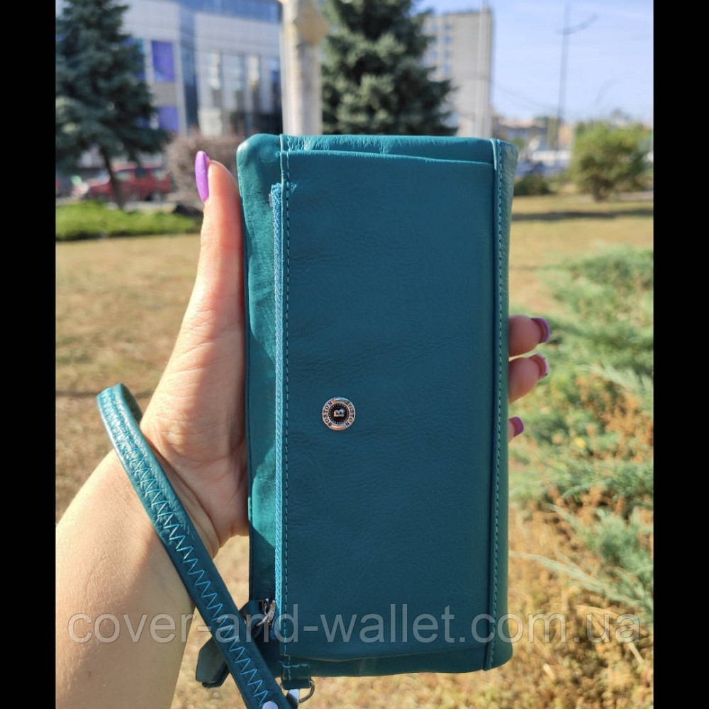 Стильний жіночий шкіряний гаманець клатч бірюзового кольору Boston B 213 Київ - фото 8