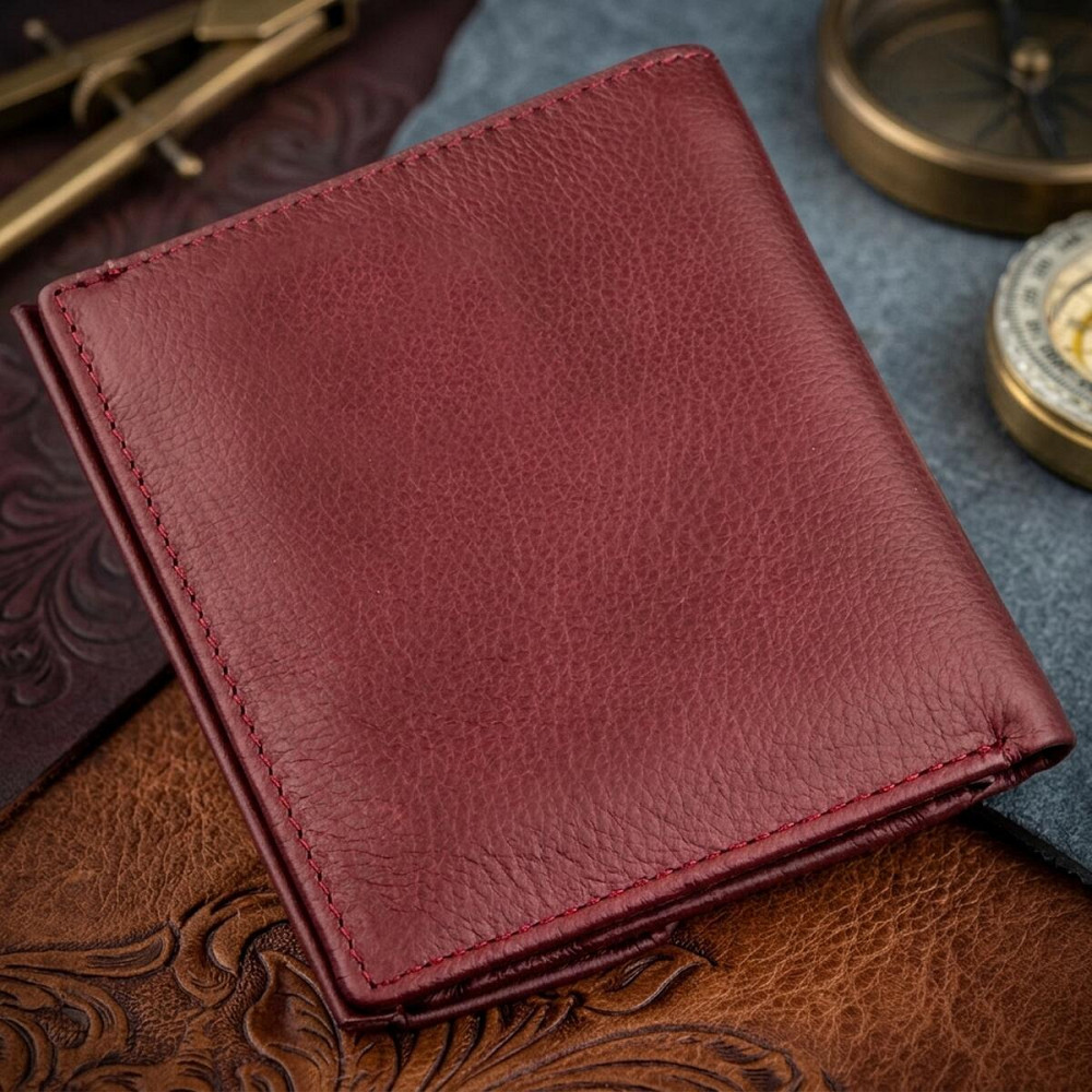 Небольшой женский бумажник с монетницей ST Leather 18920 Бордовый Киев - изображение 11