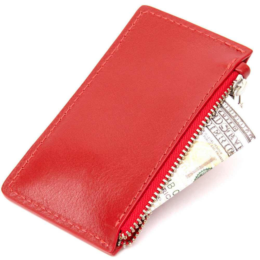 Яскравий шкіряний картхолдер Червоний (GRANDE PELLE) Київ - фото 1