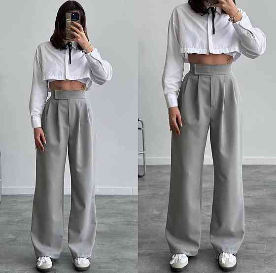 Жіночі базові штани на липучці турецька костюмка Сірий, 46/48 Одеса