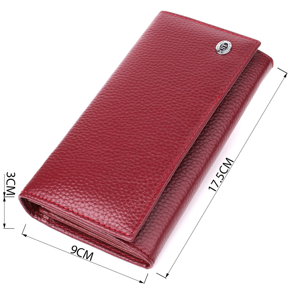 Вертикальний шкіряний гаманець бордовий (ST Leather) Київ - фото 19