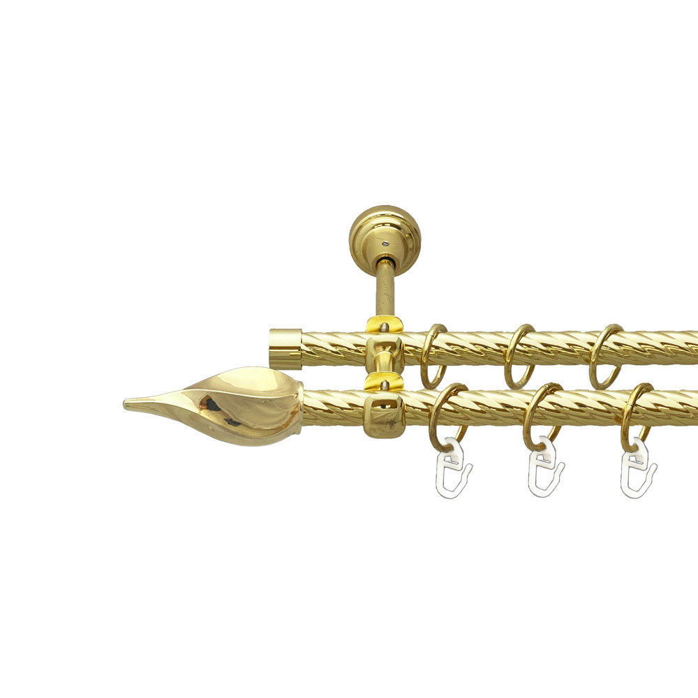 Карниз Orvit Твісто металевий дворядний відкритий скручена труба кільце металеве Золото 16\16 мм 240 см (00-00024994) Львів - фото 1