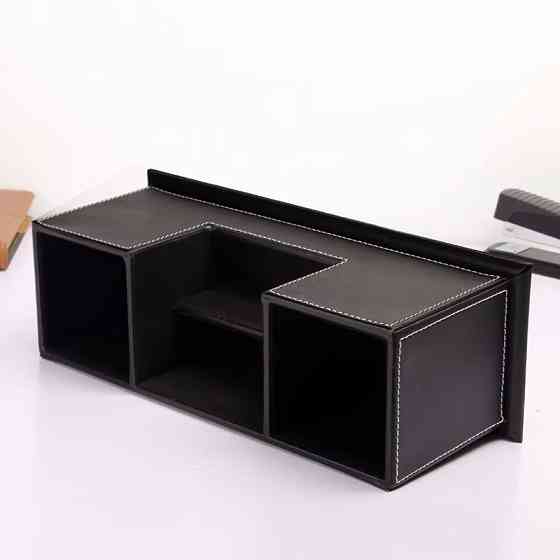 Органайзер для канцелярских пренадлежностей и аксессуаров,подставка настольная для канцелярии из искусственной кожи,черная Каменец-Подольский