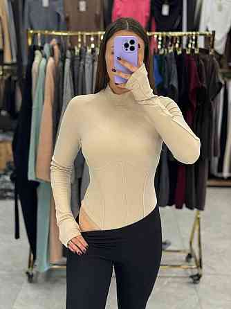 Женский базовый теплый боди из турецкого микрофлиса Бежевый, 46 Одесса