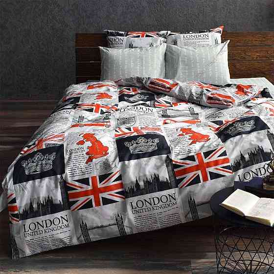 Ecotton Комплект постільної білизни Ecotton двоспальний Сімейний 150х215 см Лондон сірий Киев