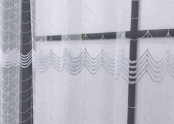 Тюль VR-Textil 1890т Фатин с вышивкой и люрексом Холодный белый 300х160 см (42-258) Киев