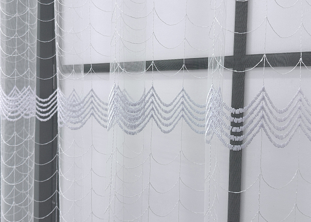 Тюль VR-Textil 1890т Фатин с вышивкой и люрексом Холодный белый 300х160 см (42-258) Киев - изображение 4