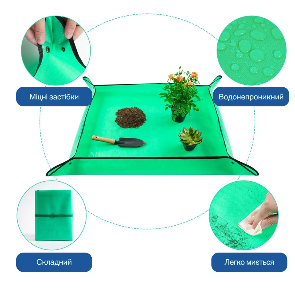 Портативный садовый коврик для пересадки | Водонепроницаемый складной коврик для суккулентов, темно-зеленый Каменец-Подольский - изображение 3