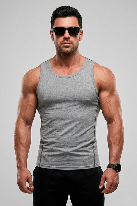 Стильна майка з натуральної бавовни TotalFit. Сіра M Київ - фото 3