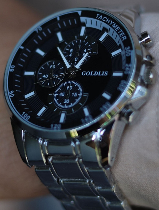 Мужские часы Goldlis серебристые наручные Киев - изображение 6