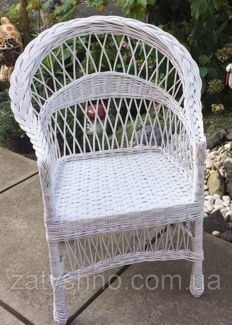 Крісло зручне біле плетене Київ - фото 7