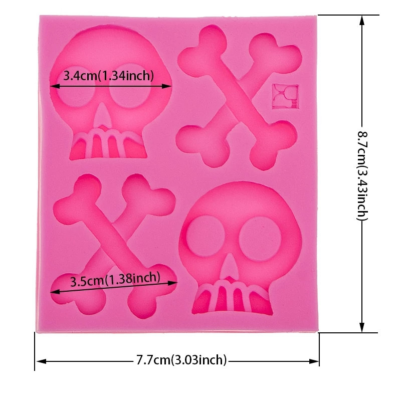 Молд Хэллоуин Череп и кости 87 на 77 мм розовый Киев - изображение 3