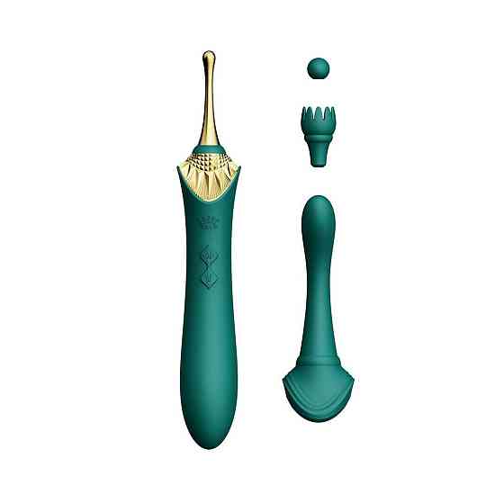 Вагинально-клиторальный вибратор Zalo — Bess Turquoise Green, многофункциональный с насадками Sex Aura Киев