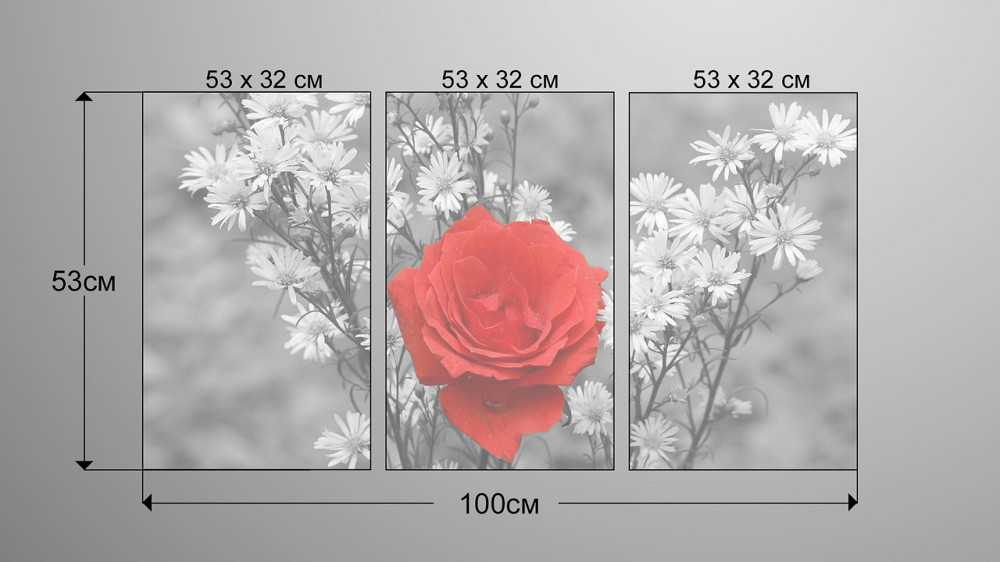 Модульна картина Квіти Троянда Аrt-150_3А Київ - фото 3
