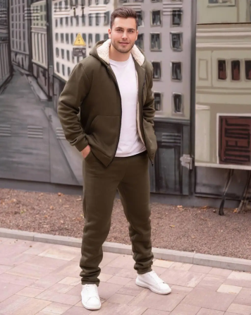 Чоловічий теплий костюм на флісі з хутром Хакі 52/54 Харків