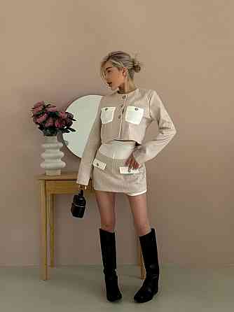 Женский спелый костюм тройка клетка шерсть; шорты вавилка Беж, 44/46 Одесса