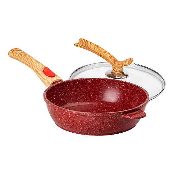 Глибока алюмінієва сковорода з кришкою Ø 24 см, червона Київ