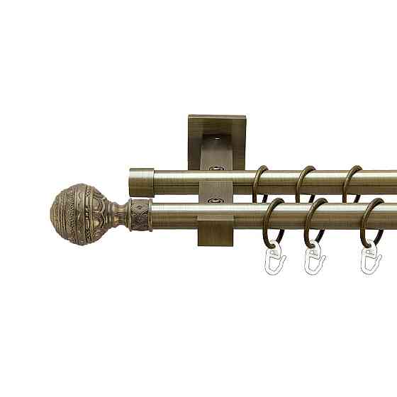 Карниз Orvit Арабеска металевий дворядний техно гладка труба кільце металеве Антик 19\19 мм 300 см (00-00026865) Львів