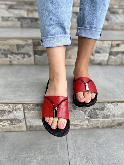 Flex Шльопанці жіночі Flex червоні (літо, шкіра натуральна) (1865) Коломыя - изображение 4