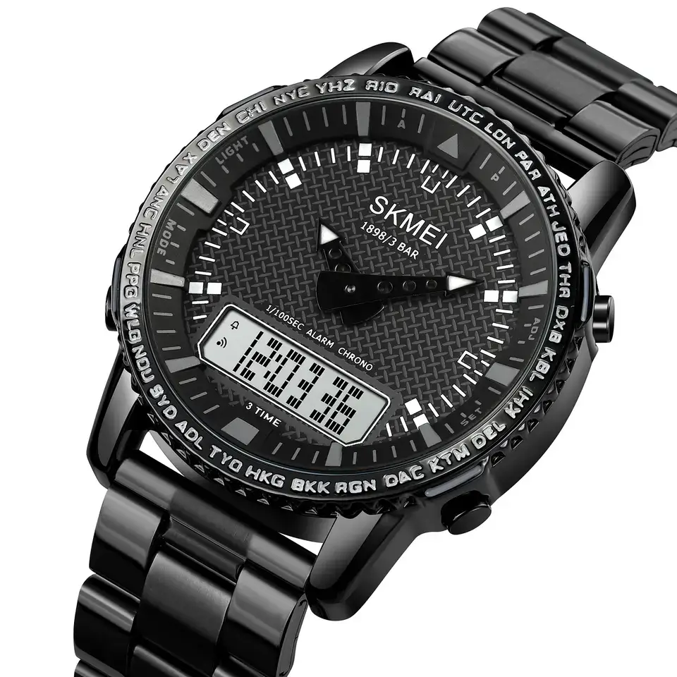 Мужские наручные часы Skmei 1898 (Черный с белым табло) Винница - изображение 3