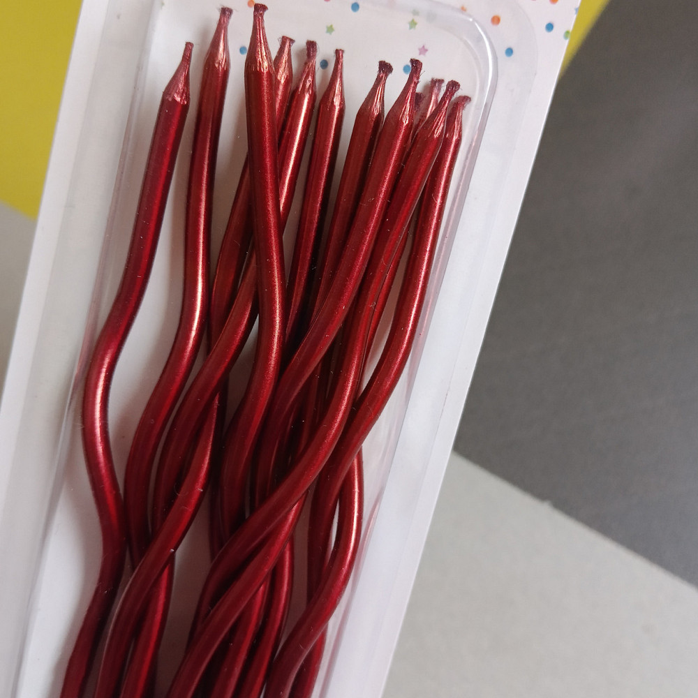 Свічки для торта "хвилясті" 12 шт. червоні Київ - фото 2