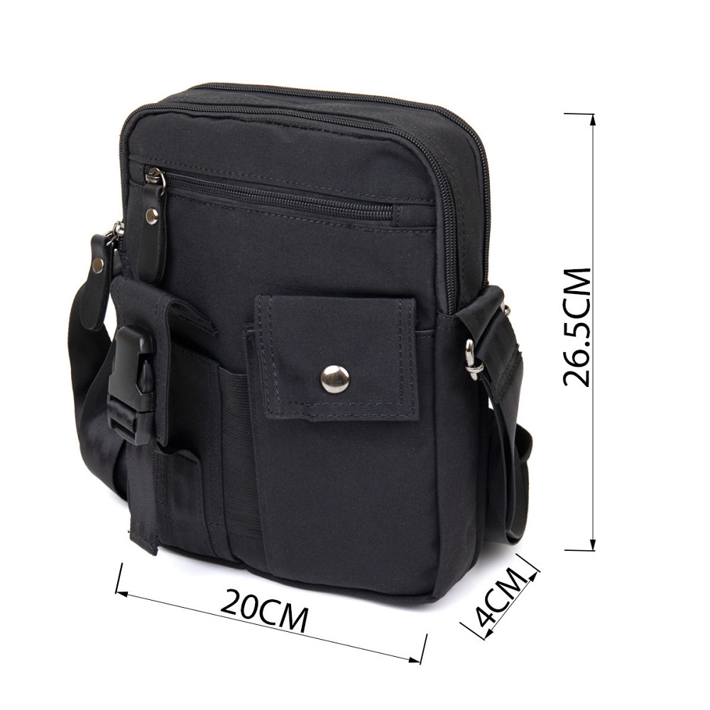 Універсальна текстильна чоловіча сумка на два відділення Чорна (Vintage) Київ - фото 7