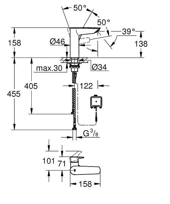 Змішувач для раковини Grohe Eurosmart з інфрачервоною електронікою   ( 239752433 ) 30093 Харьков - изображение 6