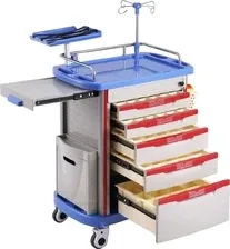 Сервер Medyczny wózek laboratoryjny - 5 szuflad 2 pojemniki na odpady Синій do serwowania mobilny Стіл zabiegowy praktyczne Київ