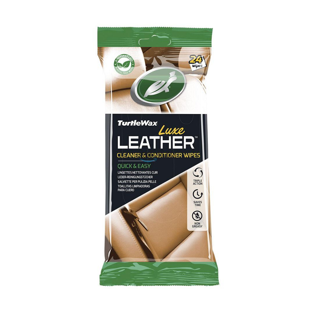 Серветки для очищення та кондиціонування шкіри Turtle Wax LUXE LEATHER WIPES, 24 шт Ковель - фото 1