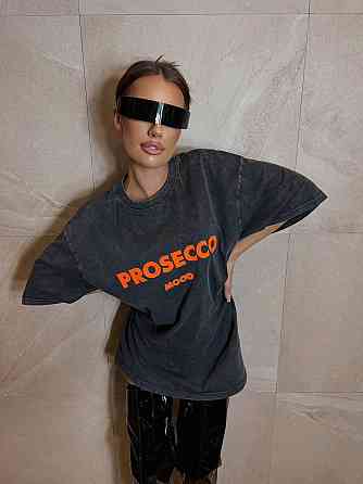 Женская трендовая оверсайз футболка с накатом PROSECCO трикотаж - 100% хлопок в технике тай-дай Одесса